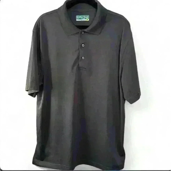 Pro Tour Men's Short Sleeve Polo Shirt Black Size Medium - Picture 1 of 7